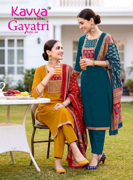 Kavya Gayatri Vol-4 Dhabu Cotton Readymade Wholesale Salwar Kameez Surat