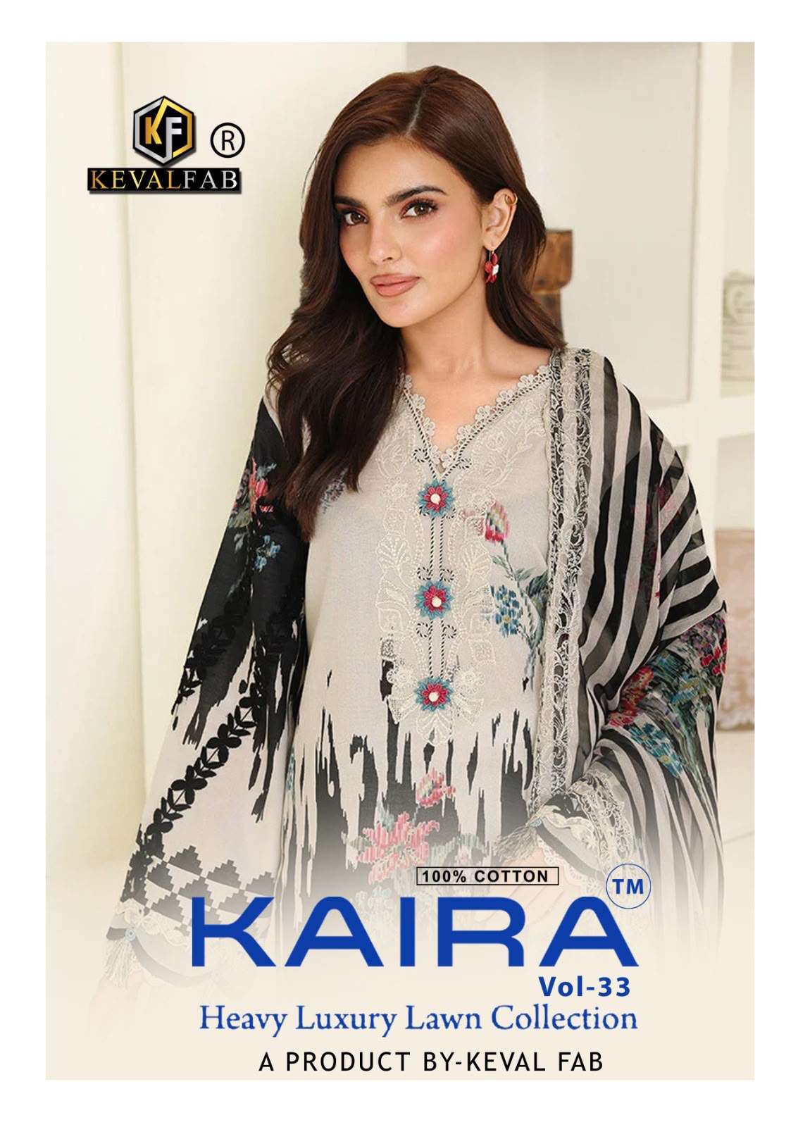 Keval Fab Kaira Vol-33 Lawn Cotton Fancy Printed Salwar Kameez Wholesale Catalogue