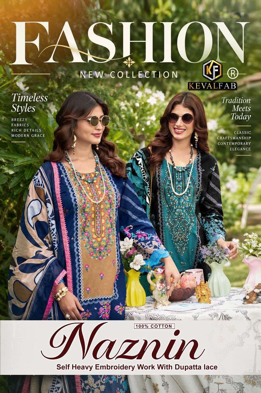 Keval Fab Naznin Cotton Fancy Work Designer Salwar Kameez Wholesale Catalogue