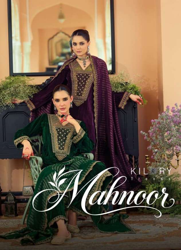 Kilory Trendz Mahnoor Pure Velvet With Heavy Embroidered Winter Dress Material Wholesale Catalogue