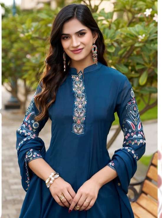 Ladies flavour 3482-3484 mal chanderi handwork readymade salwar kameez Exporters