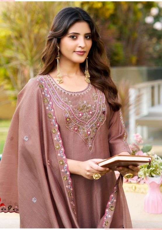 Ladies flavour 3501-3503 coral silk with handwork readymade salwar kameez wholesale price Exporters
