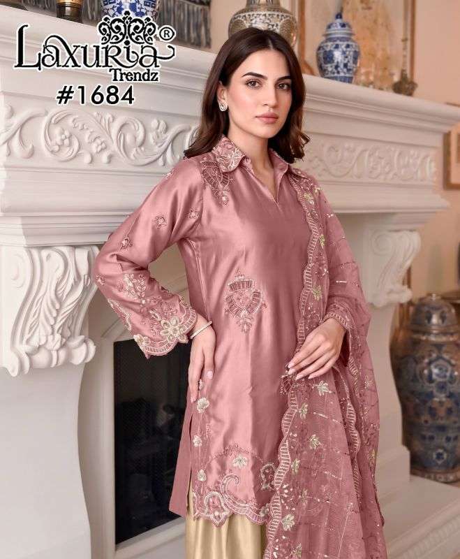 Laxuria trends 1684 satin with fancy work readymade salwar kameez wholesale price