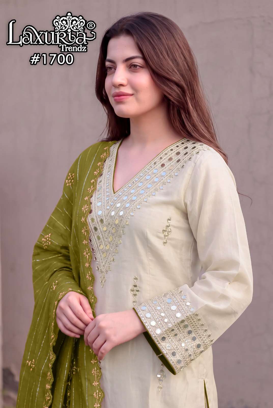 Laxuria Trends 1700 Roman Glass With Work Readymade Suit Catalogue