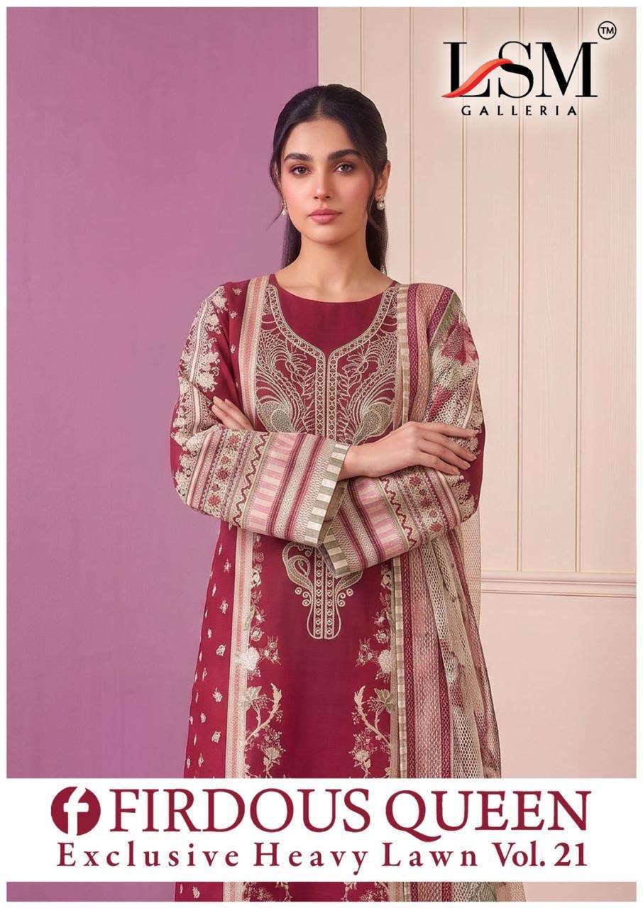 Lsm firdous queen vol-21 lawn cotton pakistani salwar kameez wholesale price Collection Best Rate
