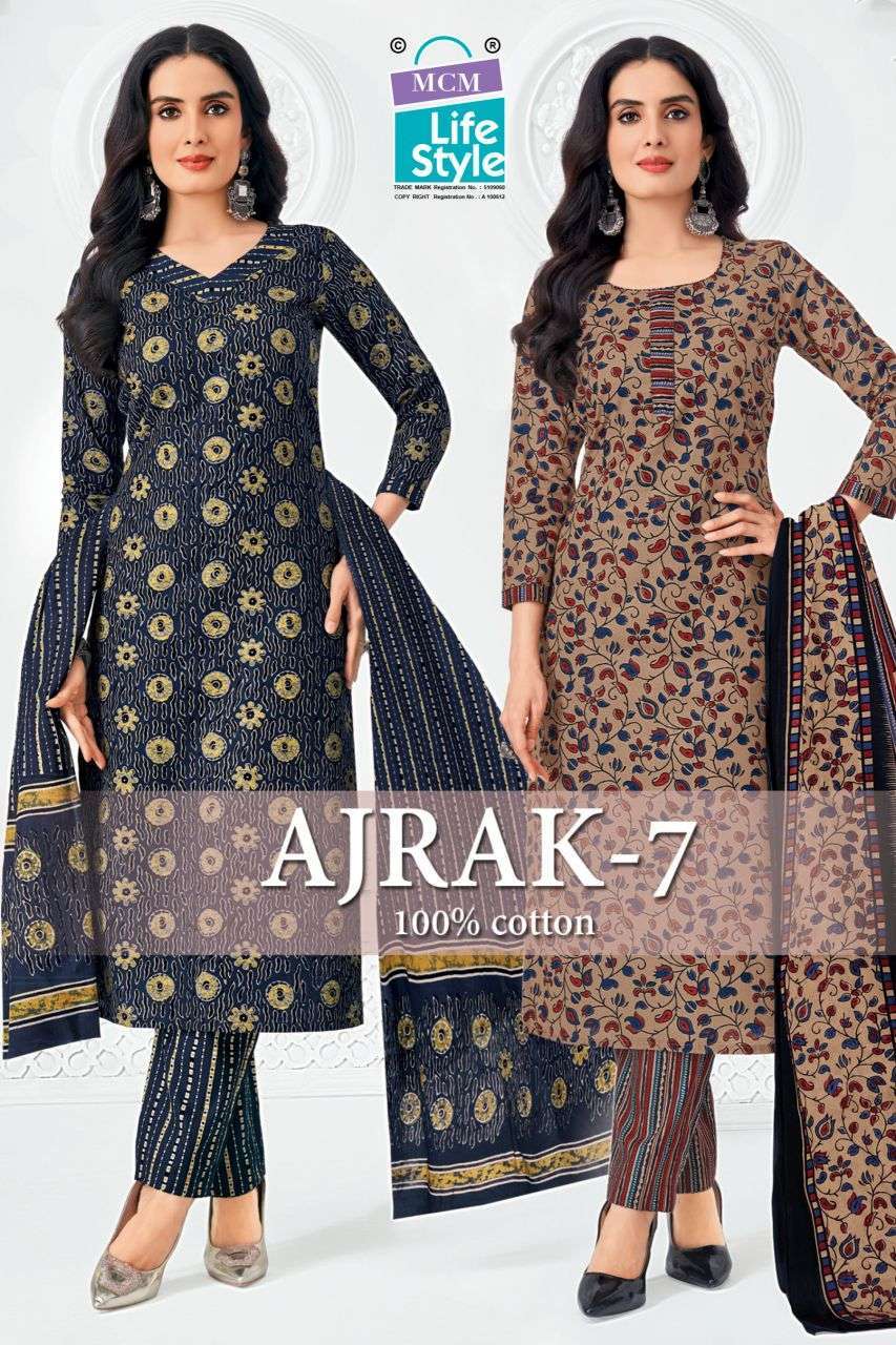 Mcm Lifestyle Ajrak Vol-7 Cotton Casual Wear Readymade Suit Wholesale Catalogue