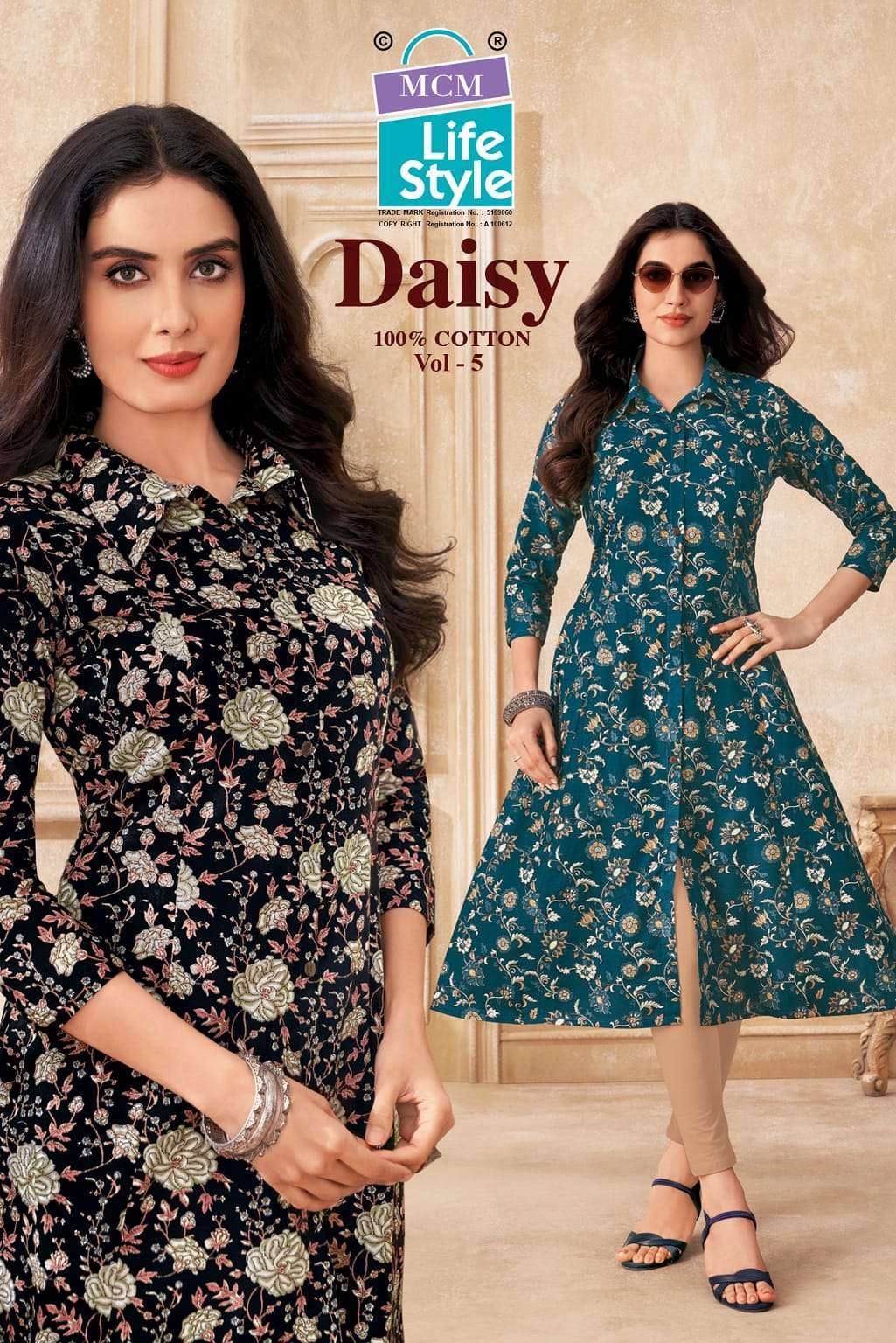 Mcm Lifestyle Daisy Vol 5 Pure Cotton A line Kurta Ladies