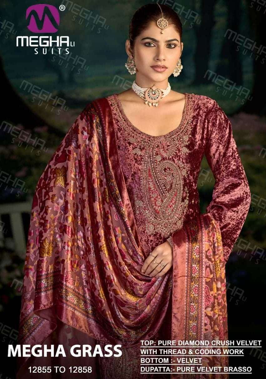 Meghali Suits Grass Fancy Velvet Ladies Suit Wholesale Catalogue