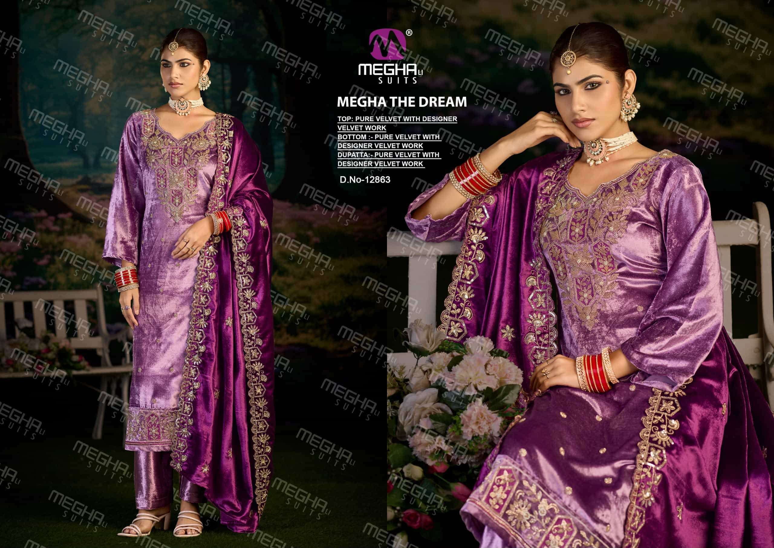 Meghali Suits The Dream Pure Velvet Designer Suit Catalogue