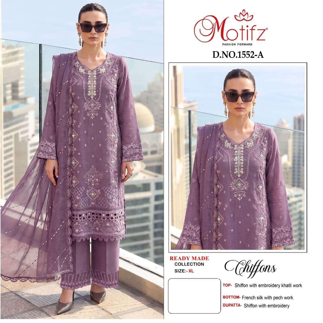 Motifz 1552 Chiffon With Heavy Embroidered Salwar Kameez Catalogue