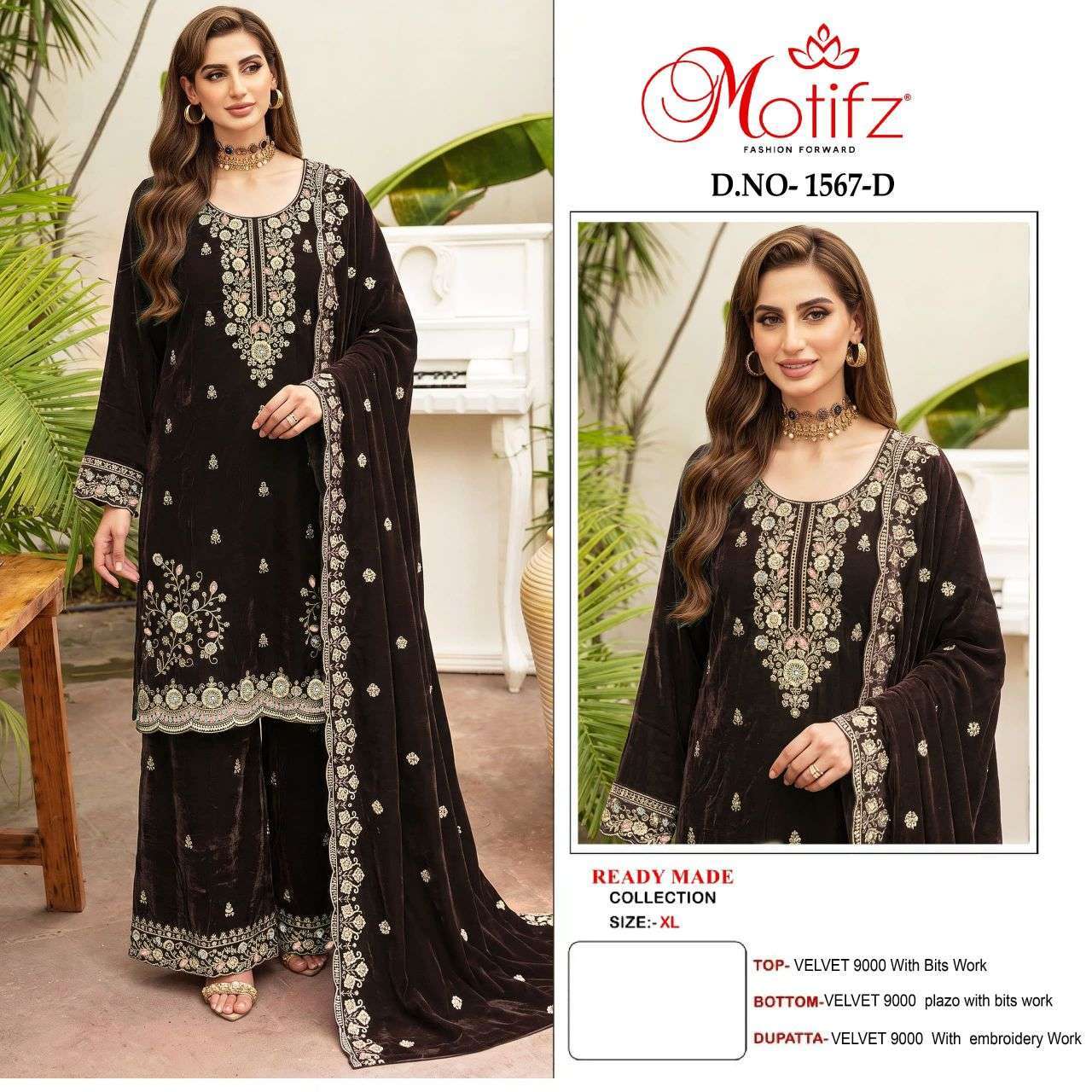 Motifz 1567 Hevy Embroidered Velvet Fancy Readymade Suit Catalogue