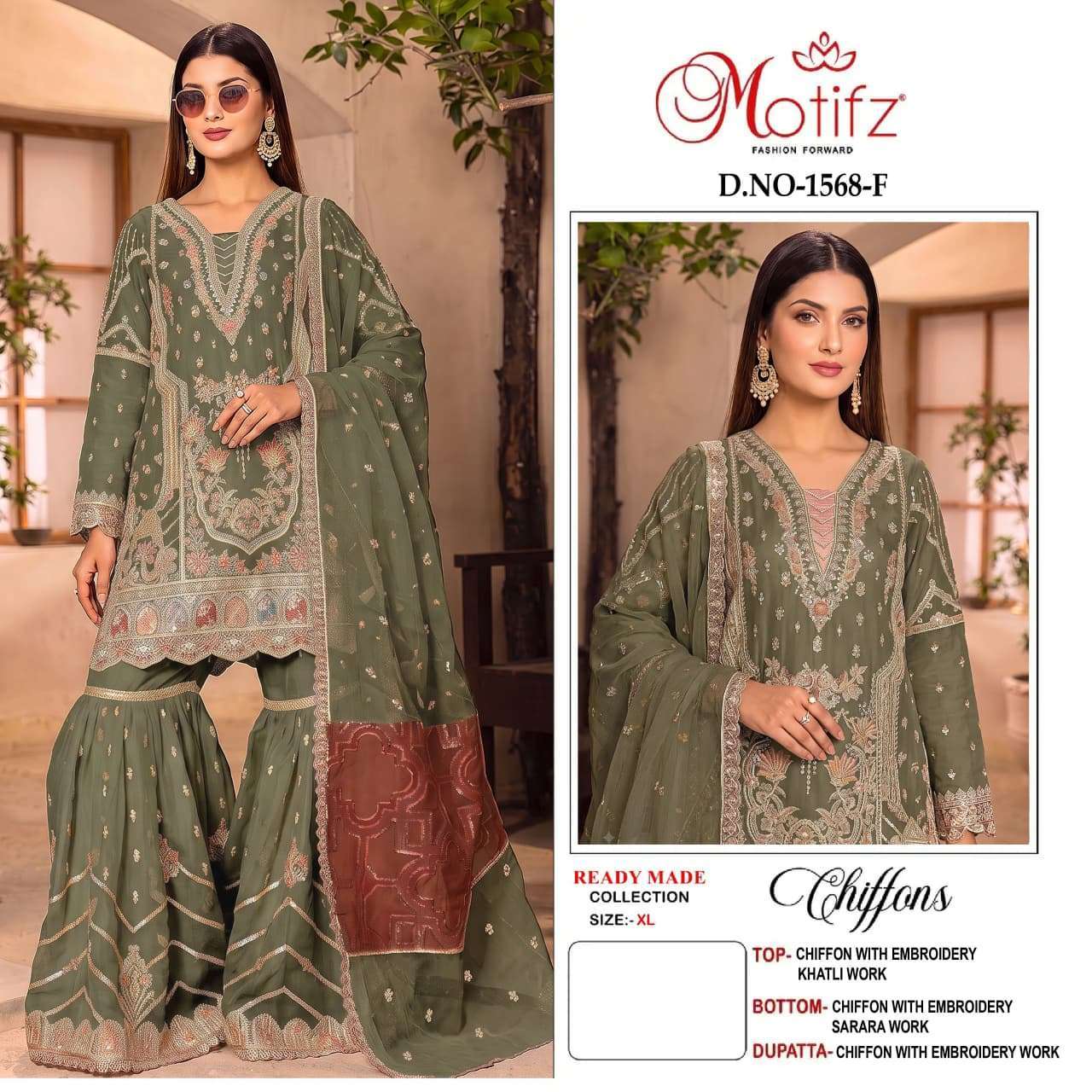 Motifz 1568 chiffon with heavy embroidered salwar kameez supplier Exporters