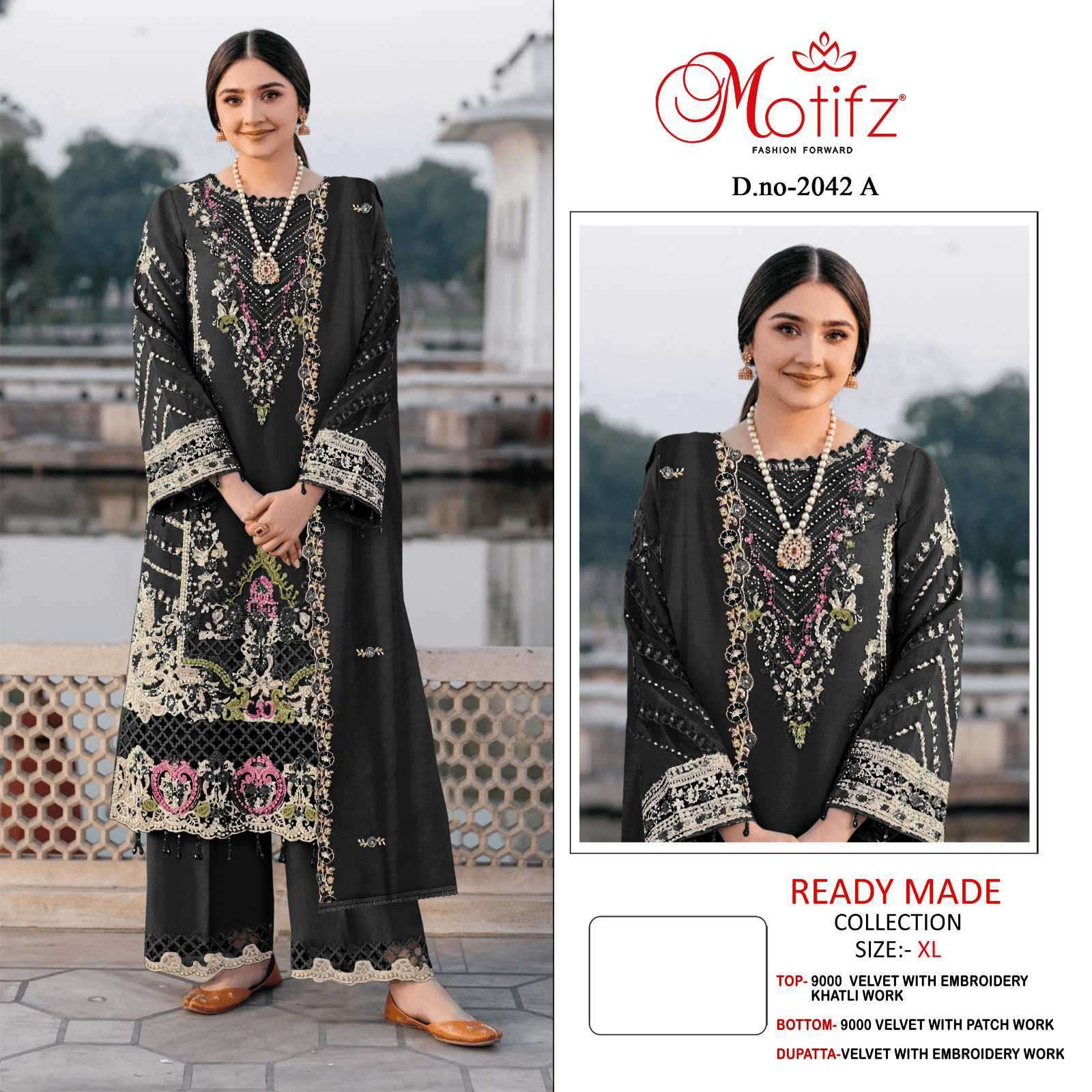 Motifz 2042 Velvet With Heavy Work Salwar Kameez Catalogue
