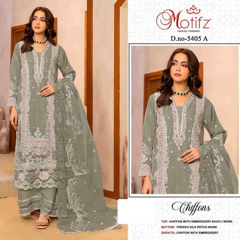 Motifz 5405 Wholesale Chiffon With Embroidered Salwar Kameez Catalogue