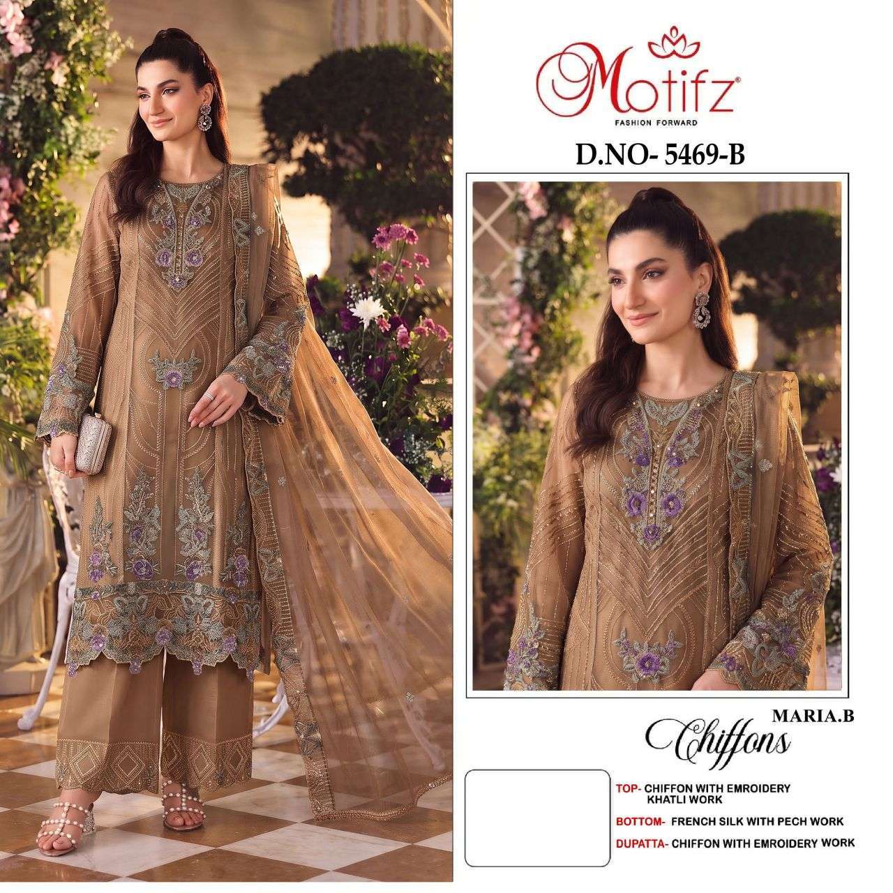 Motifz 5469 chiffon heavy work wholesale salwar kameez supplier In Surat 2026
