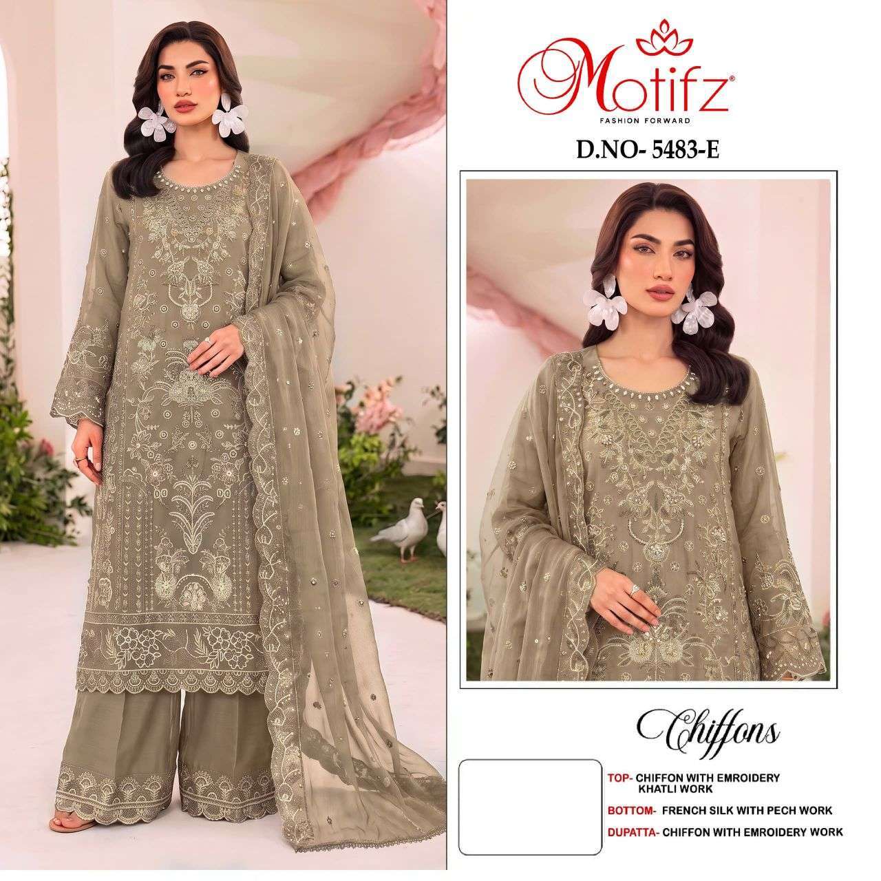 Motifz 5483 Chiffon Embro0idered Salwar Kameez Wholesale Collection Best Rate