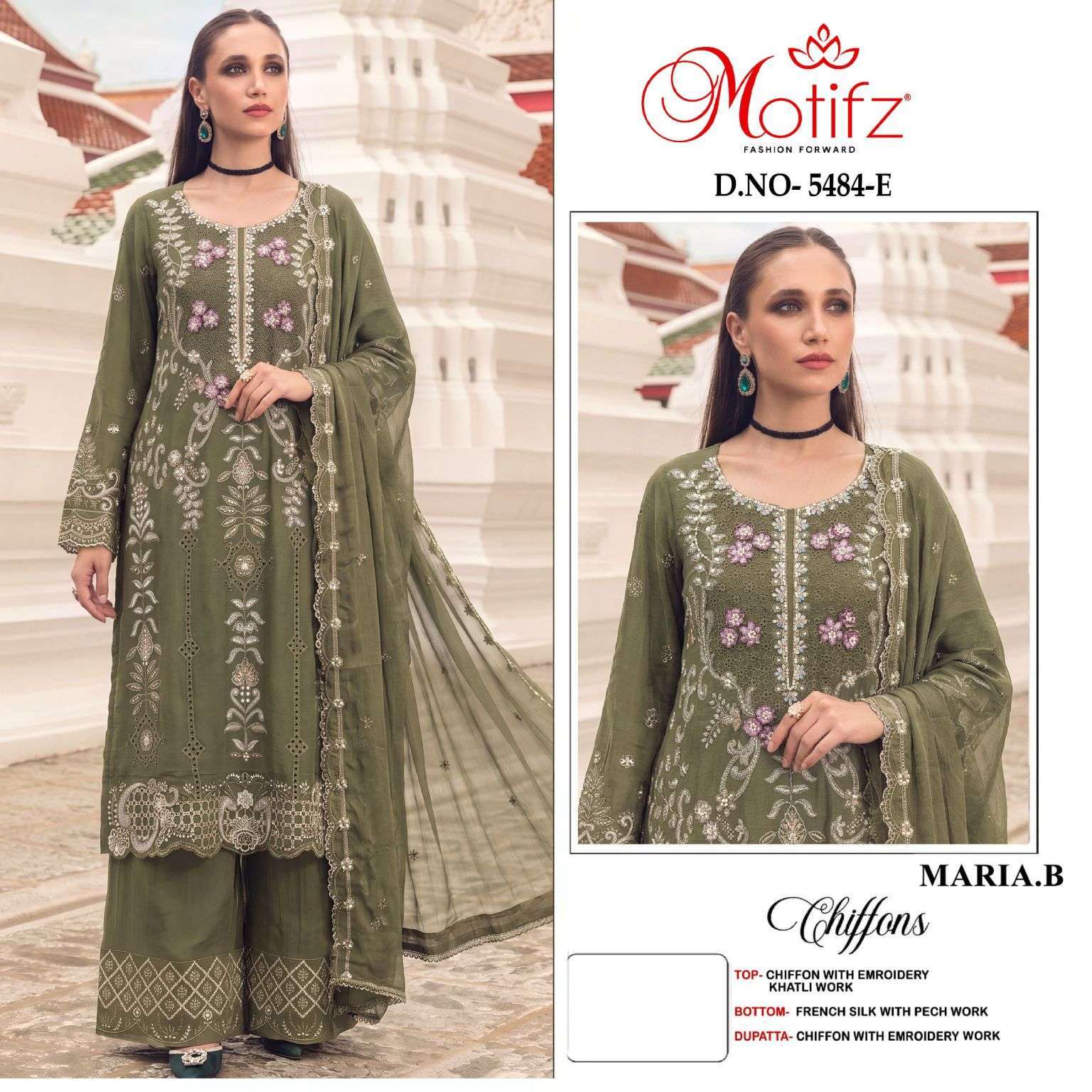 Motifz 5484 Chiffon Embroidered Wholesaler Salwar Kameez Catalogue