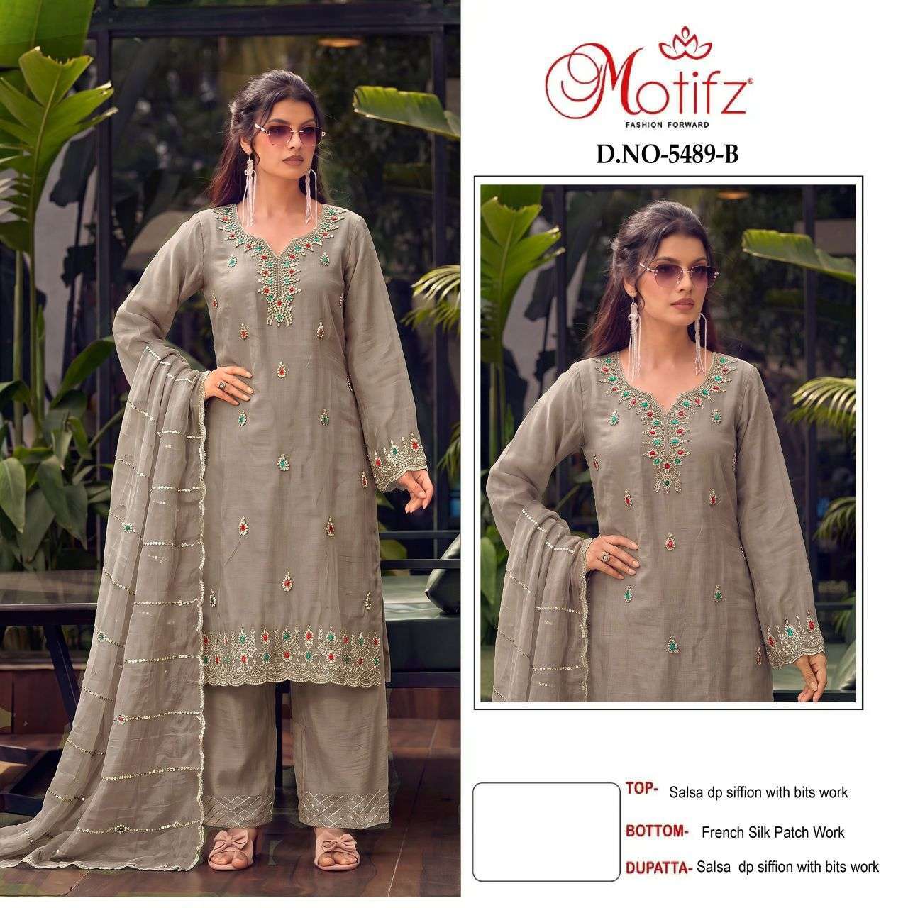 Motifz 5489 chiffon with embroidered salwar kameez wholesale