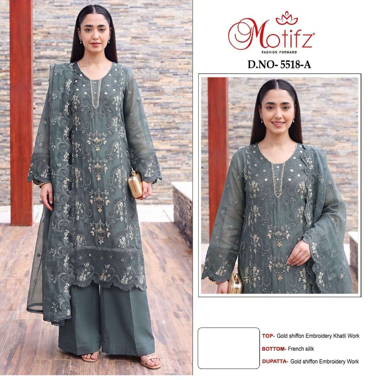 Motifz 5518 Chiffon With Heavy Embroidered Wholesale Catalogue