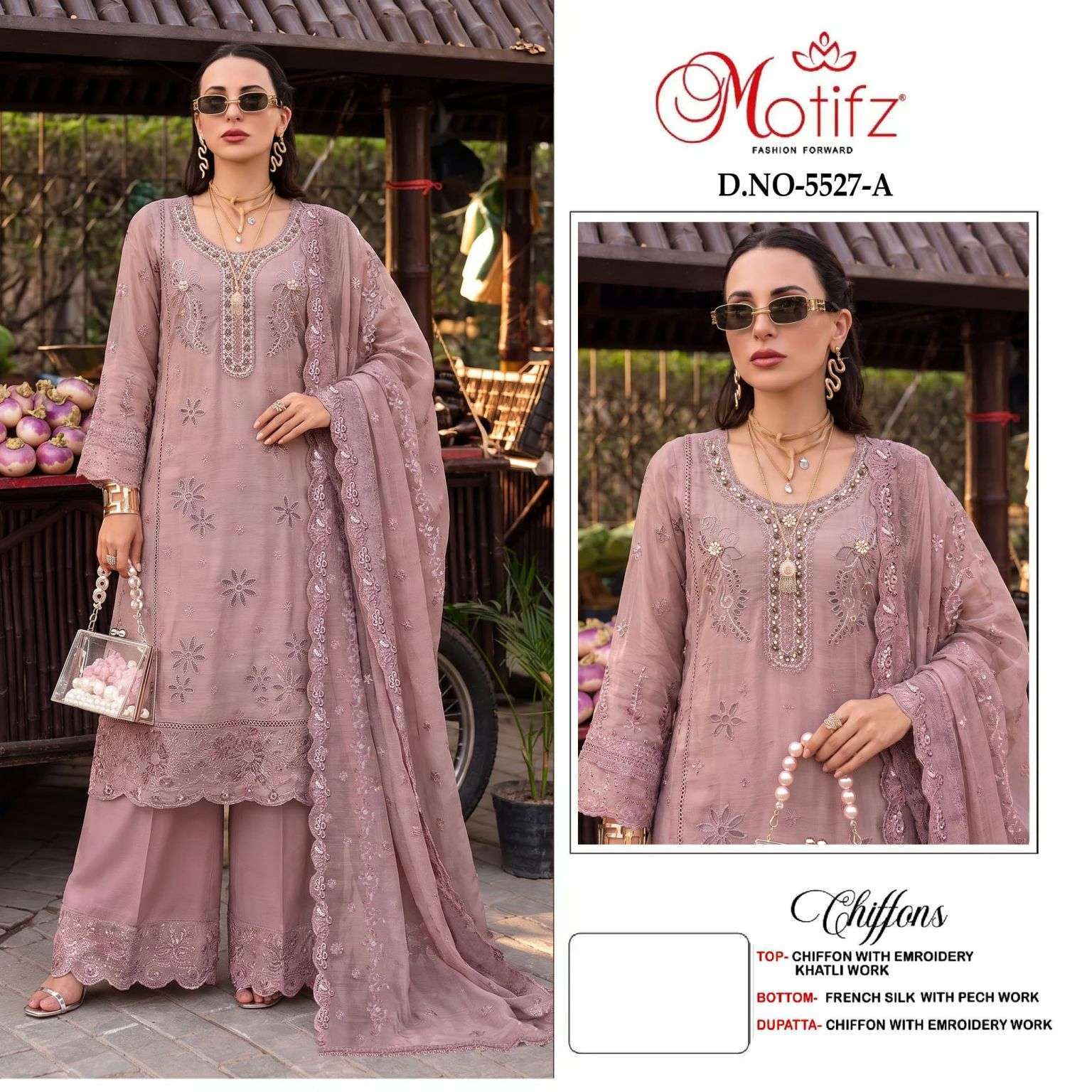 Motifz 5527 Color Heavy Embroidered Chiffon Salwar Kameez