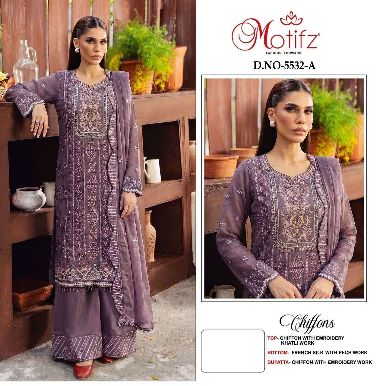 Motifz 5532 Heavy Embroidered Chiffon Salwar Kameez Wholesale Catalogue