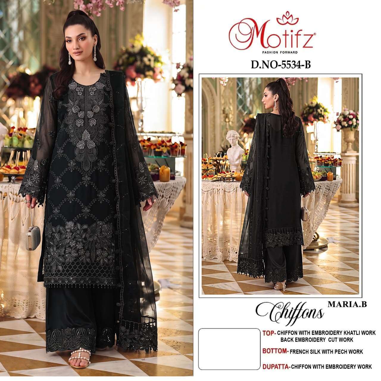 Motifz 5534 Chiffon Embroidered Salwar Kameez Wholesale Price Catalogue