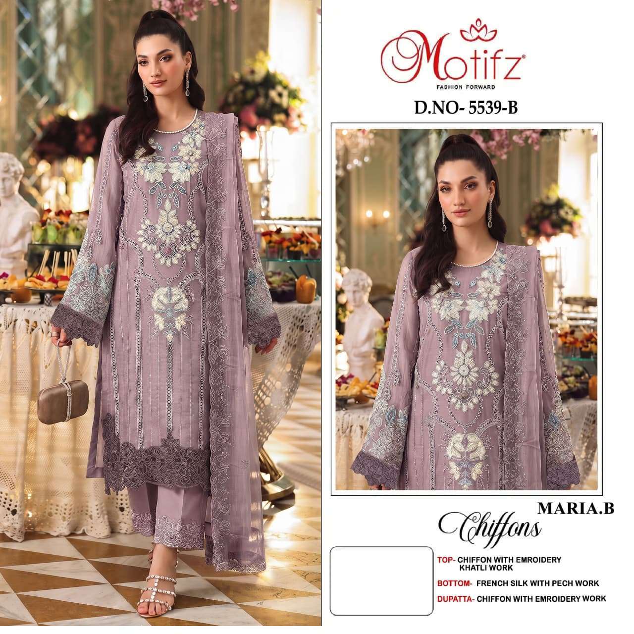 Motifz 5539 chiffon with fancy work salwar kameez dealer in surat
