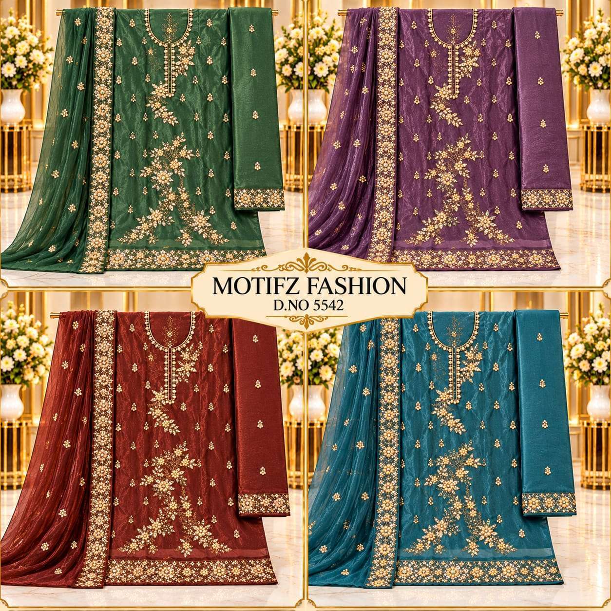 Motifz 5542 heavy embroidered Pakistani wholesale salwar kameez