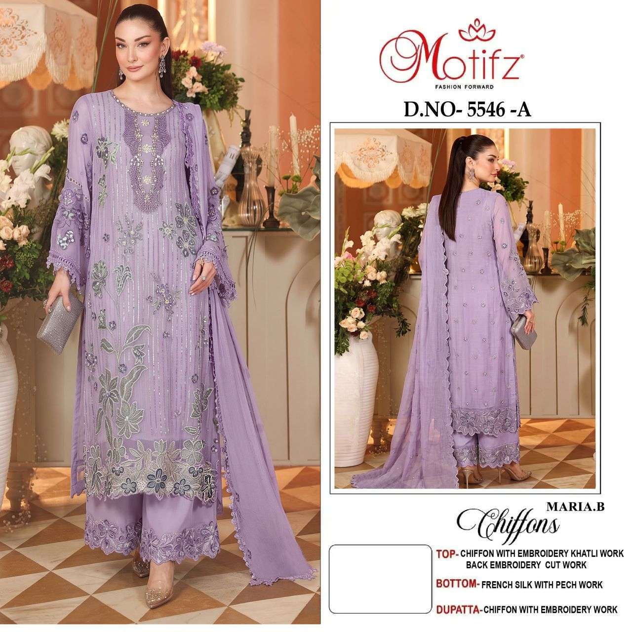 Motifz 5546 chiffon heavy embroidered salwar kameez wholesale price surat