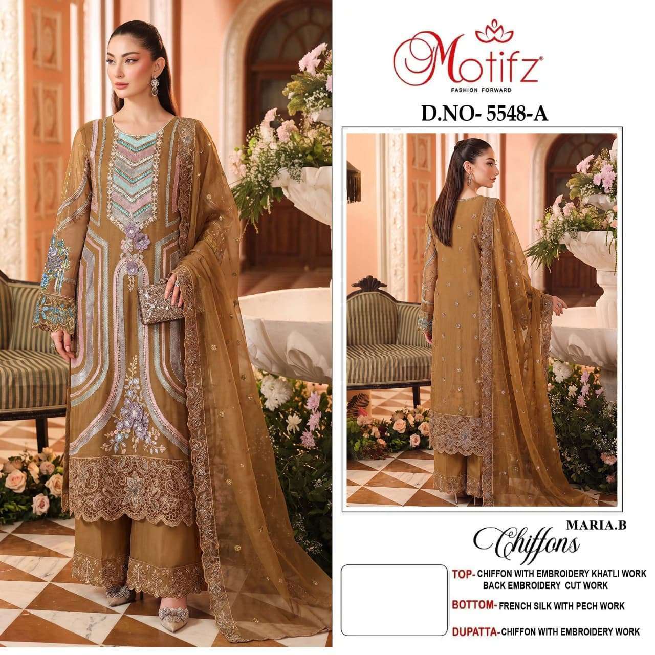 Motifz 5548 chiffon embroidered salwar kameez wholesale price Dealer