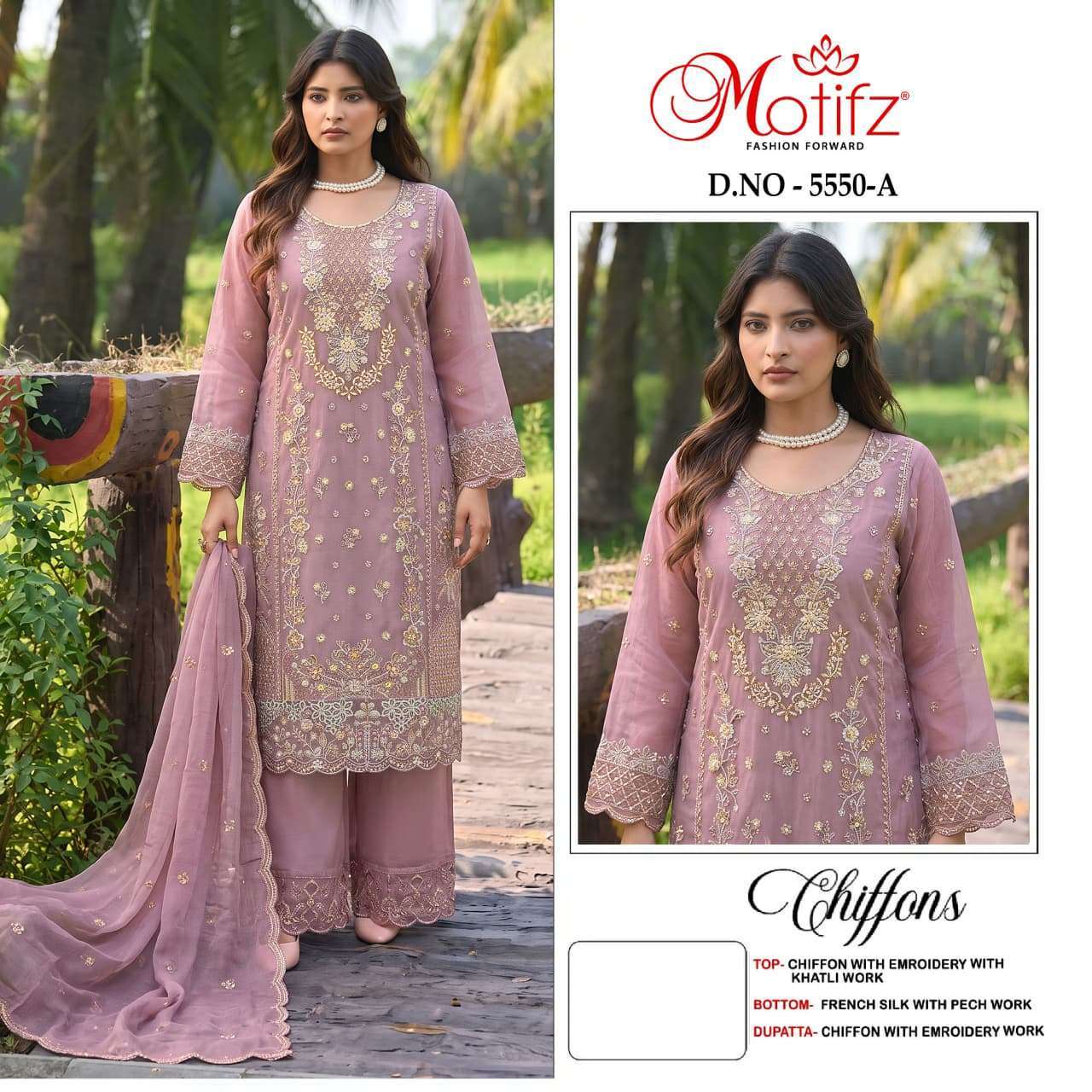Motifz 5550 chiffon with heavy embroidered salwar kameez wholesale price Exporters