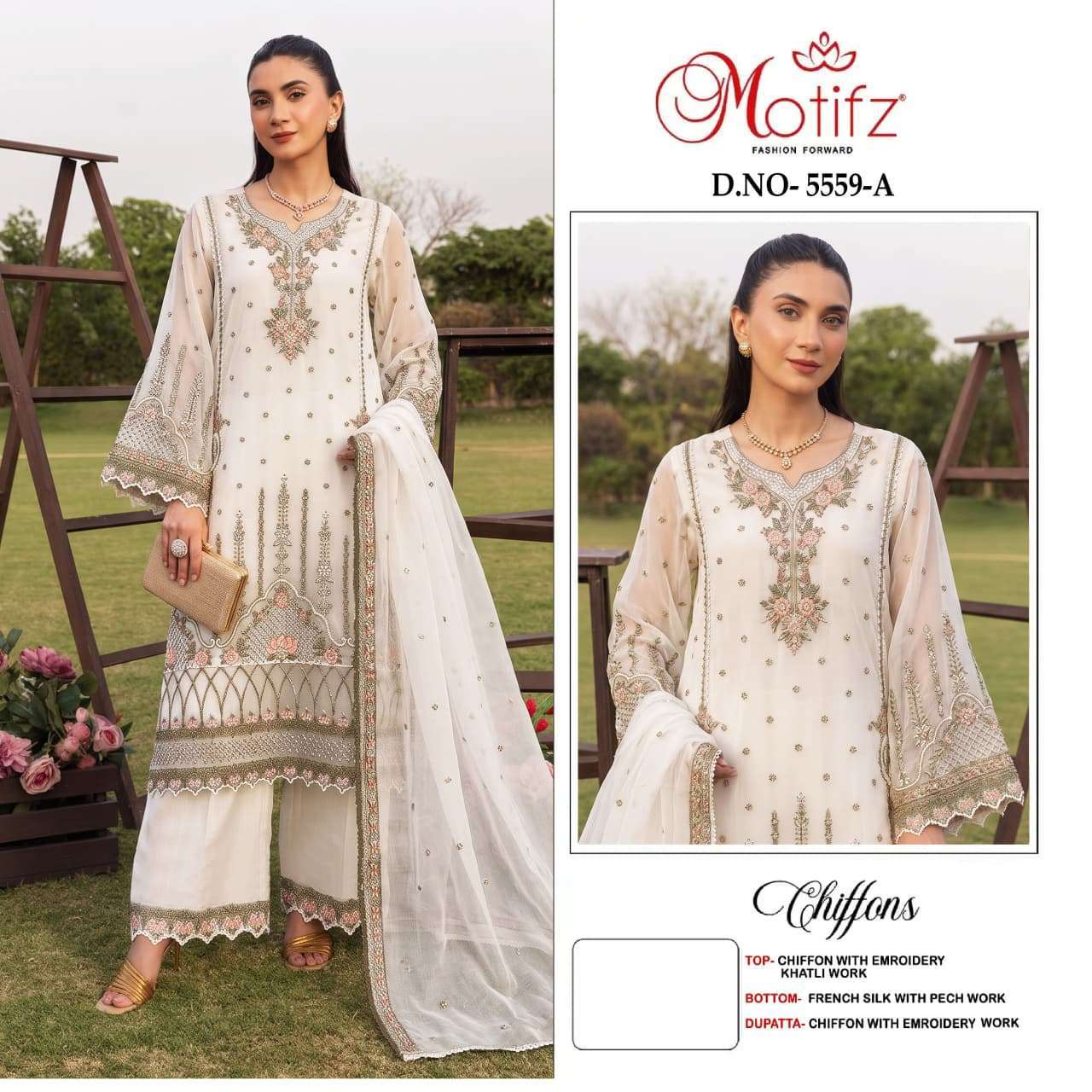motifz 5559 chiffon embroidered pakistani salwar kameez wholesale price Dealer In Surat