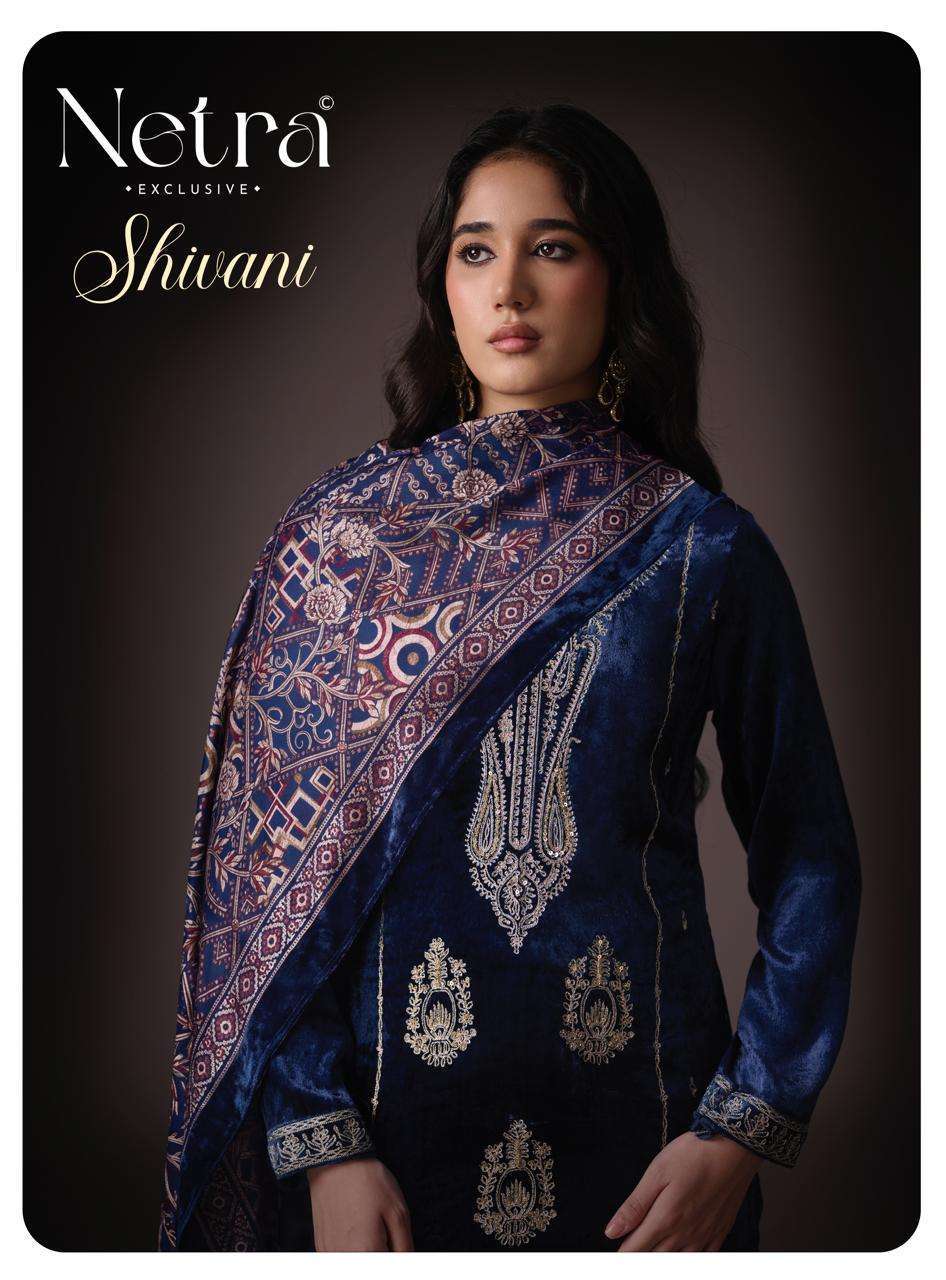 Netra Shivani Wholesale Velvet Embrodered Salwar Kameez Catalogue