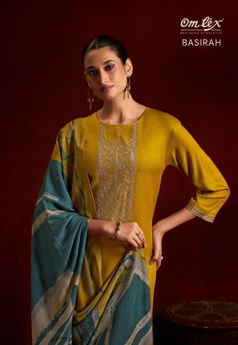 Omtex Basirah Pashmina With Fancy Embroidered Suit