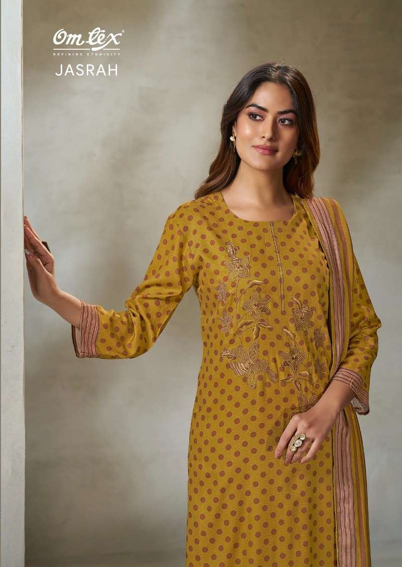Omtex jasrah fancy embroidered pashmina salwar kameez Wholesaler