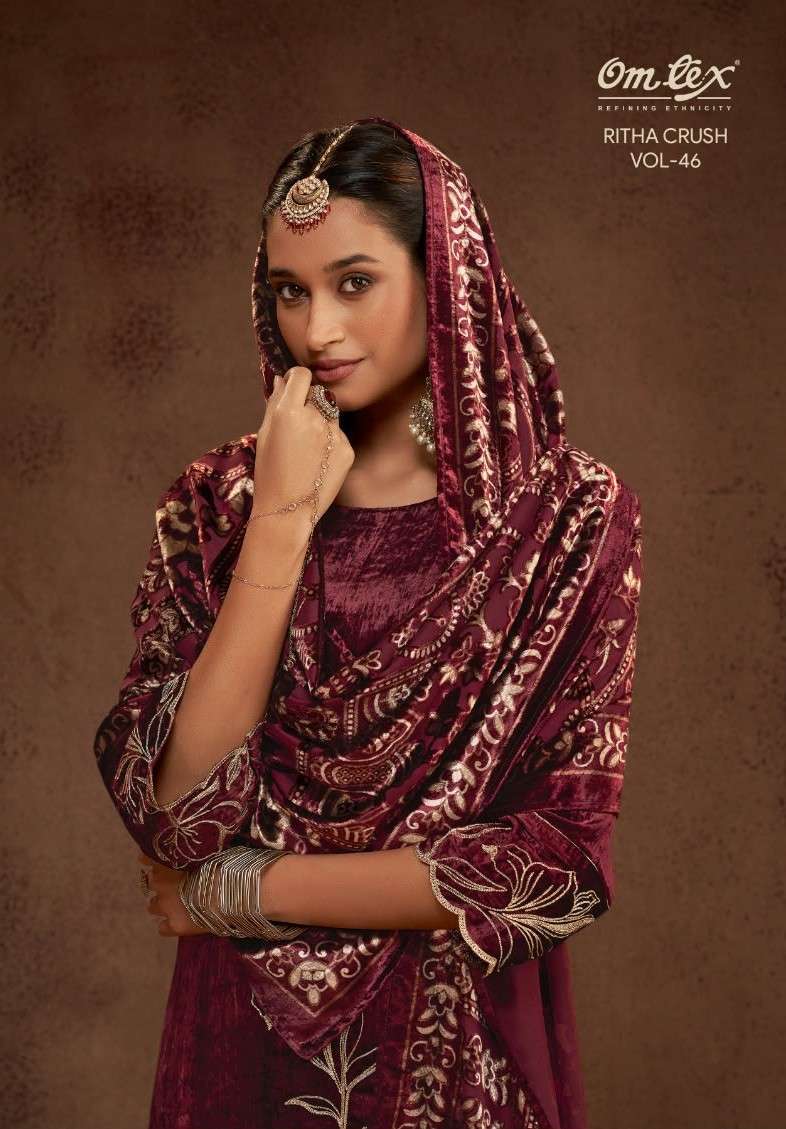 Omtex Ritha Crush Vol-46 Velvet Winter Wear Salwar Kameez