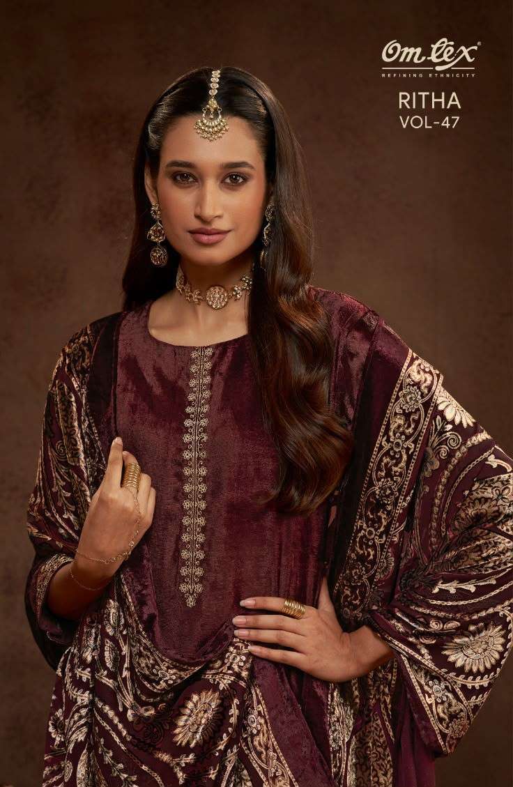 omtex ritha vol-47 velvet embroidered salwar kameez wholesale price supplier