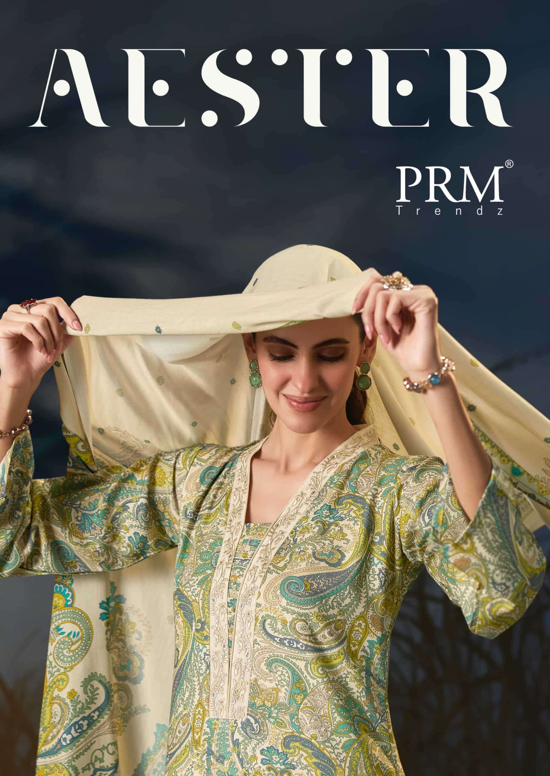 Prm Trendz Aester Digital Printed Pashmina Winter Suit Wholesale Catalogue