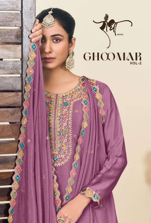 radha trendz ghoomar vol-2 chinon heavy embroidered salwar kameez wholesale price supplier