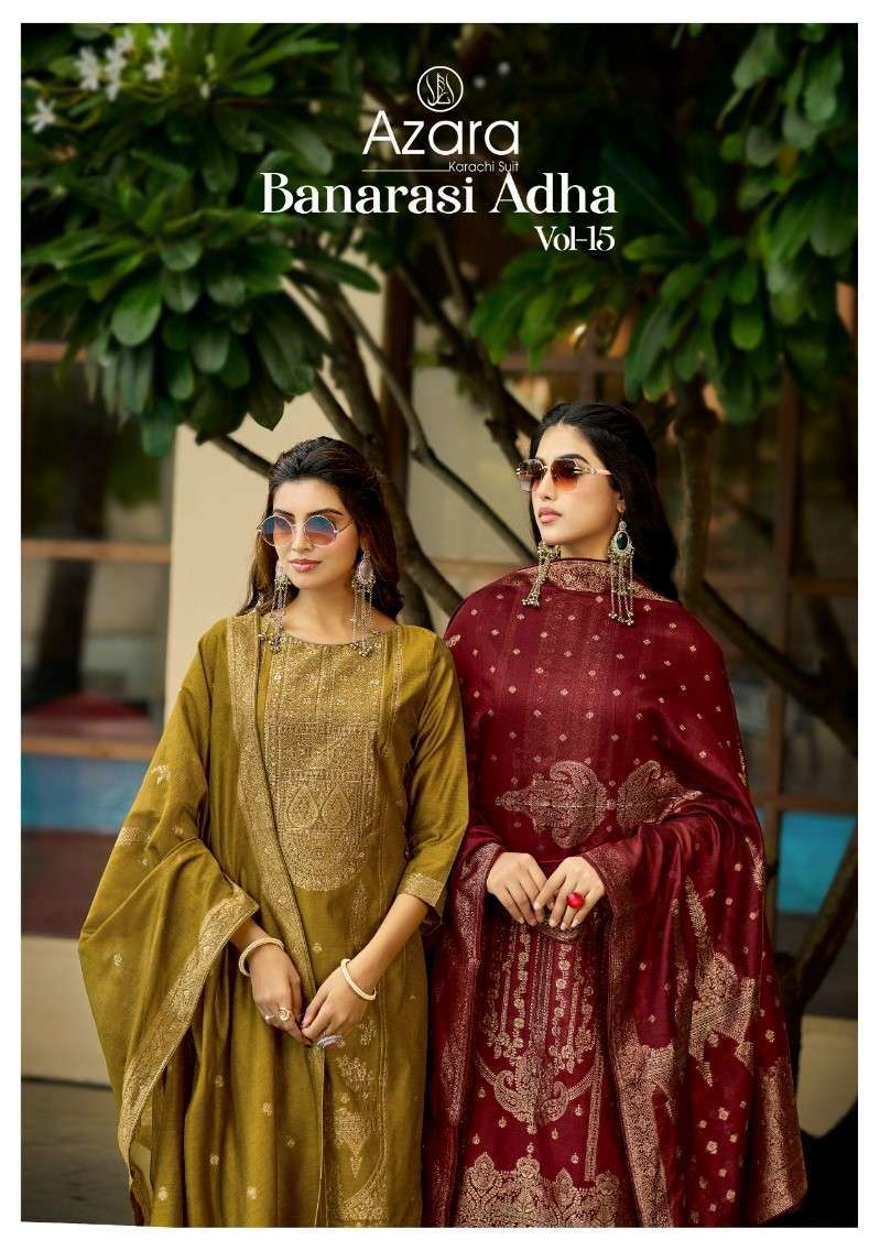 Radhika Fashion Banarashi Adah Vol 15 Wholesale Cotton Jaquard Salwar Kameez Catalogue