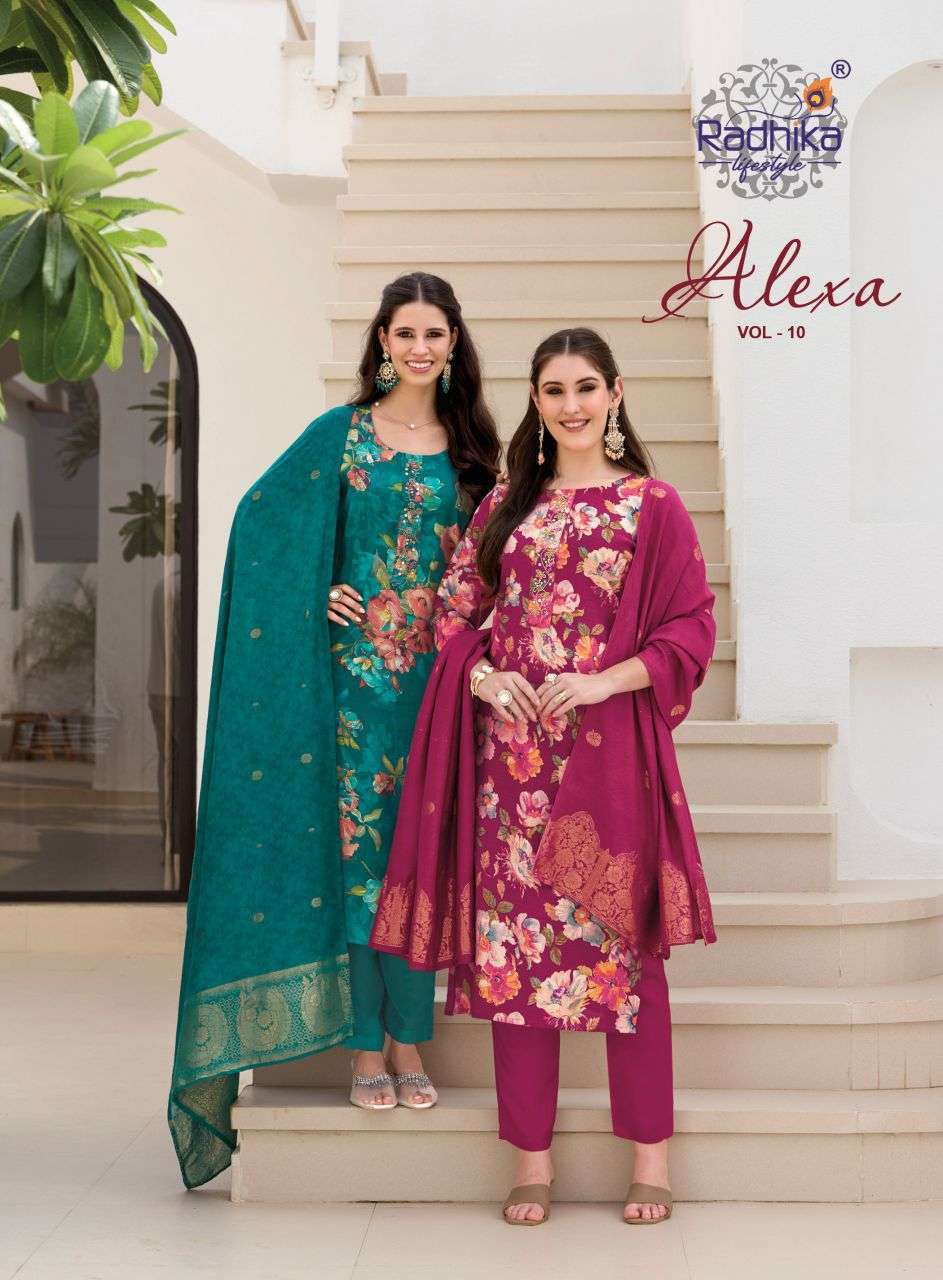 Radhika Lifestyle Alexa Vol-10 Vertican Handwork Salwar Kameez Wholesale Catalogue