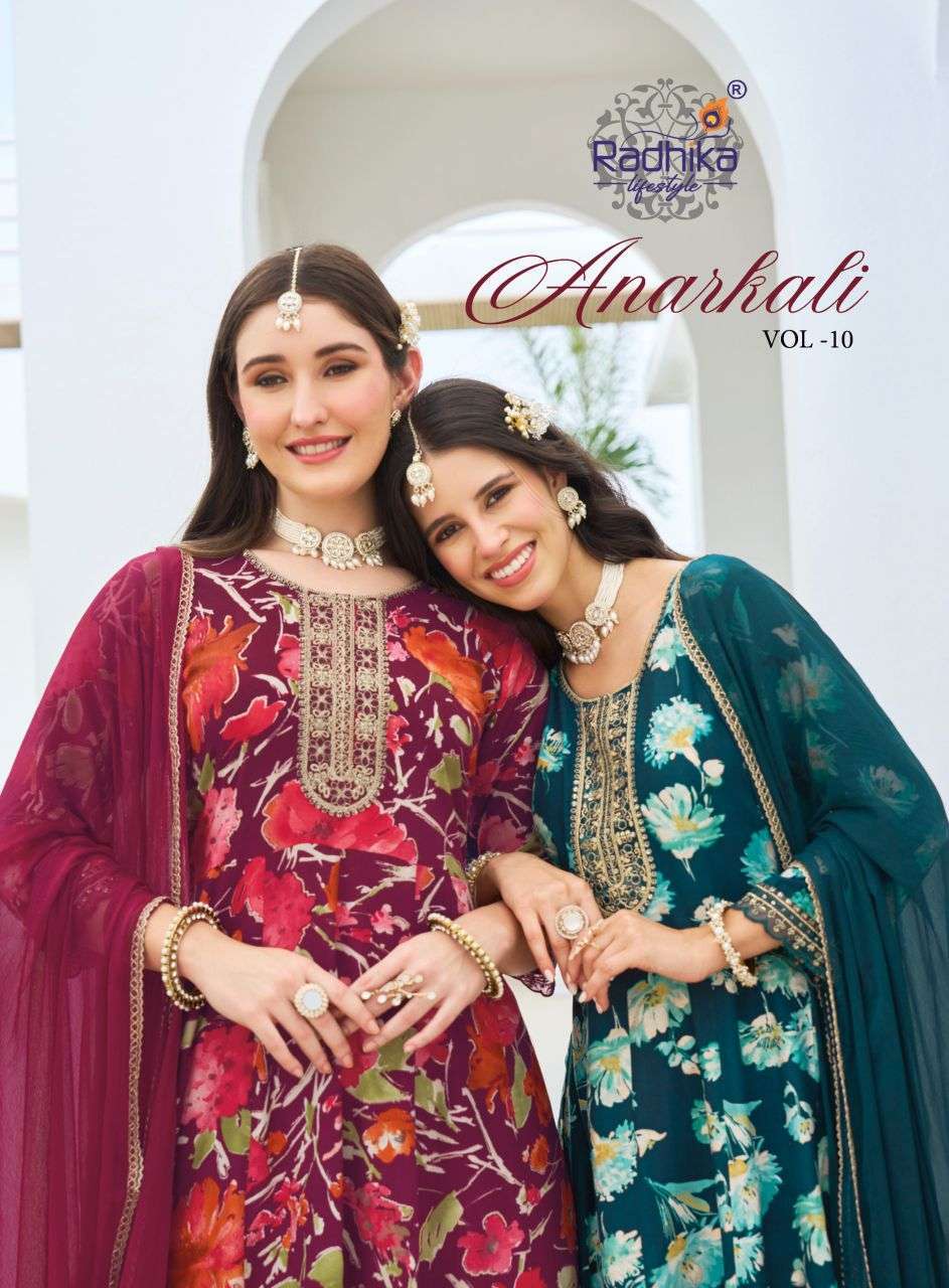 Radhika Lifestyle Anarkali Vol-10 Rayon Readymade 3 Pcs Set Collection Wholesale Catalogue