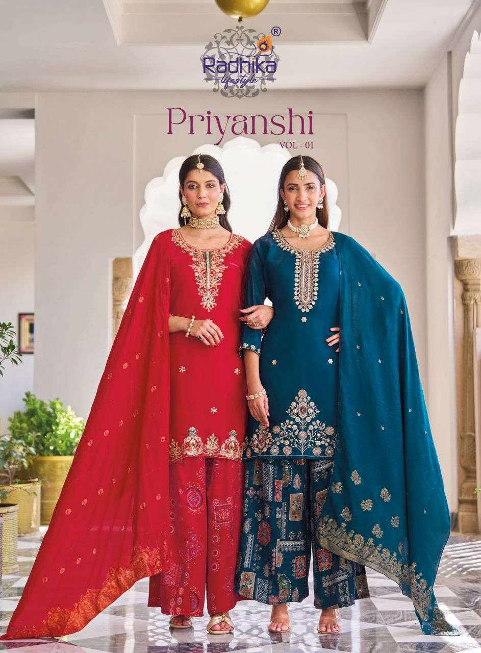 Radhika lifestyle priyanshi vol-1 roman glass beads work wholesale readymade collection best rate