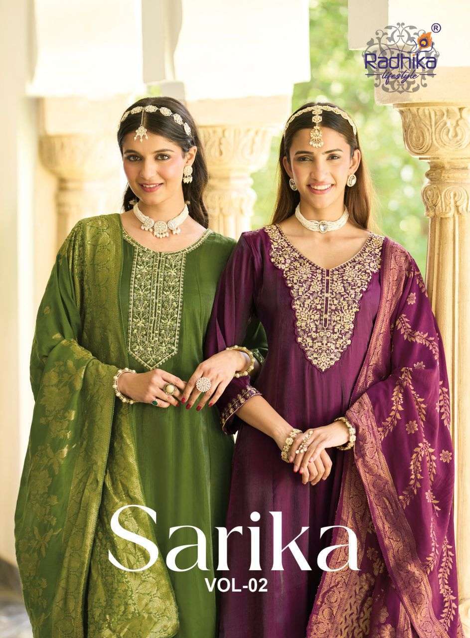 Radhika lifestyle sarika vol-2 roman silk fancy embroidered salwar kameez best rate