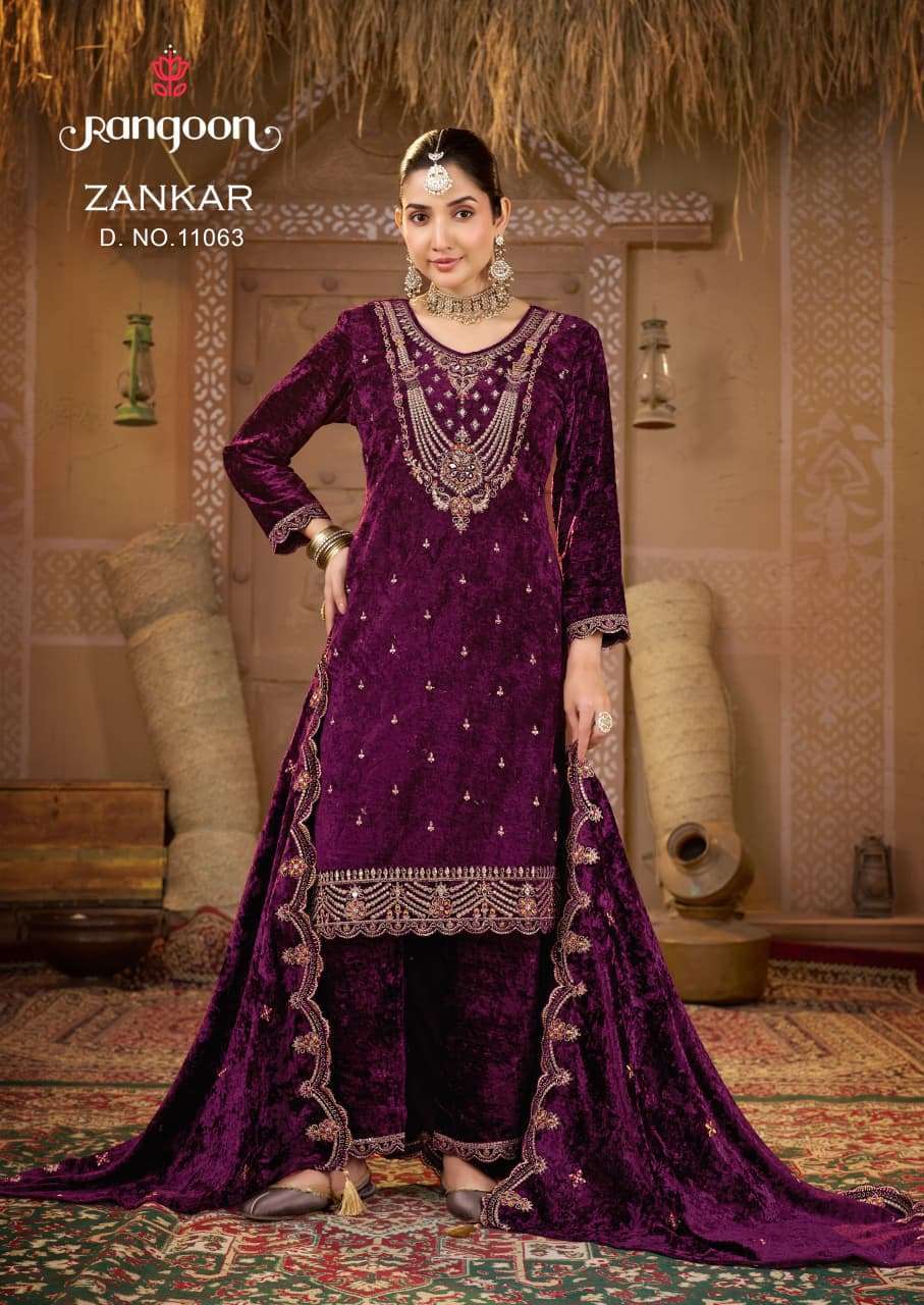 Rangoon Zankar Readymade Velvet Suit Catalog Exporters Wholesaler