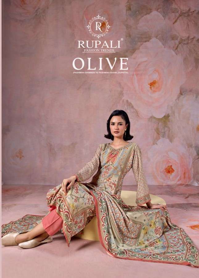Rupali fashion olive winter wear pashmina salwar kameez best rate