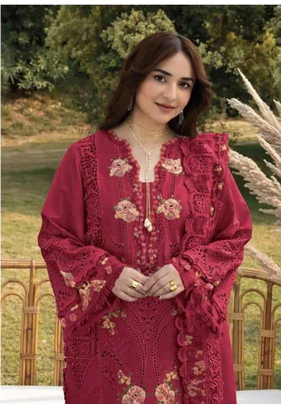 Saniya trendz 7223 chikankari embroidered cotton suit wholesaler
