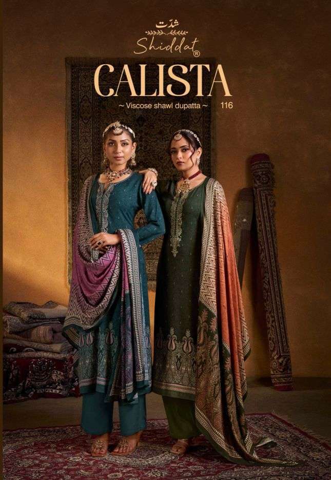 shiddat calista 116 pashmina embroidered fancy suit wholesaler In Surat