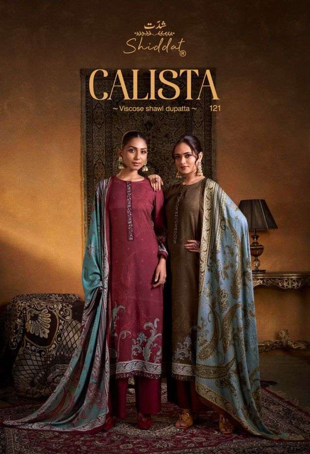 shiddat calista 121 viscose pashmina embroidered salwar kameez wholesaler In Surat