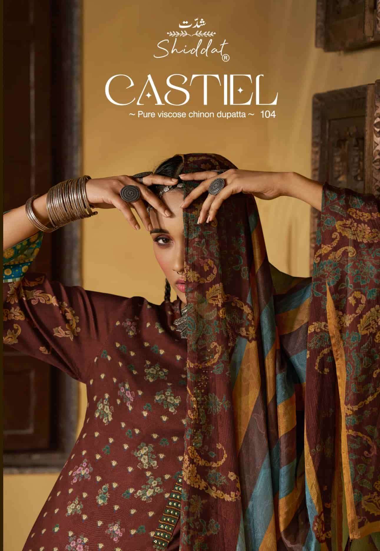 Shiddat castiel 104 fancy pashmina salwar kameez collection dealer